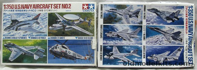 Tamiya 1/350 US Navy Aircraft Sets (2) F-14A / F-18A / S-3A Viking / A-7E / A-6E / F-4S / EA-6B / E-2C / SAH-3H Seaking, 78006 plastic model kit